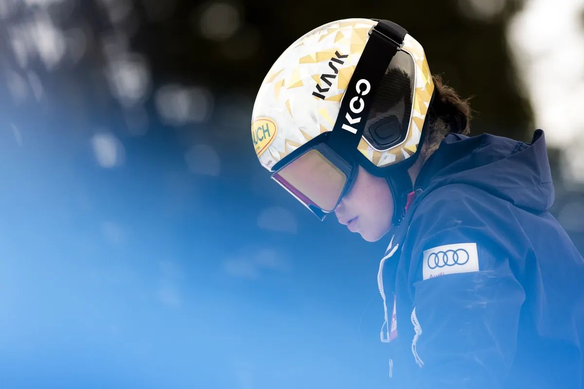 Julia Scheib konzentriert vor dem Start